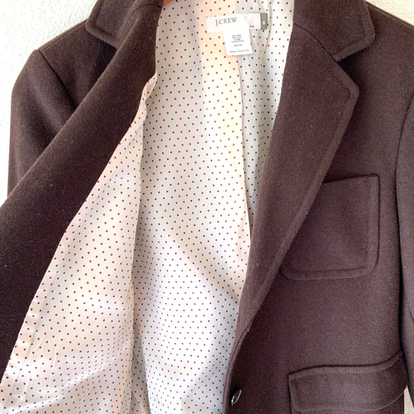 LIKE NEW! J Crew Wool Blazer Cropped Brown Womens Size Small - Picture 7 of 7